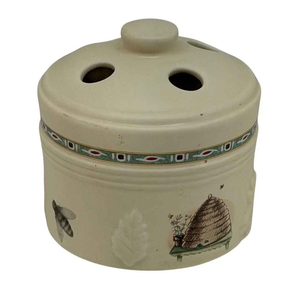Pfaltzgraff Toothbrush Holder Tan Naturewood Beehive Garden Stoneware Accessory